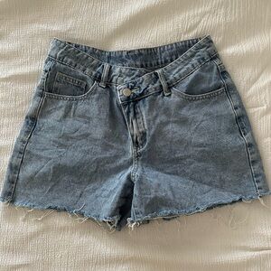 Denim Crossover Jean Shorts